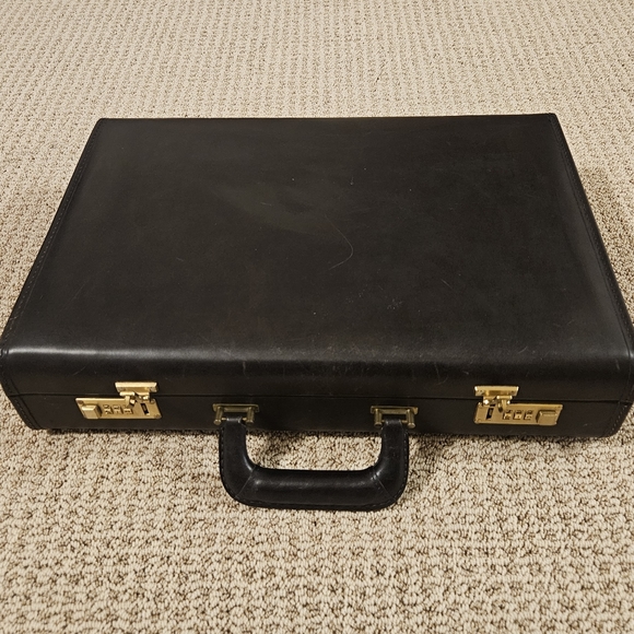 Vintage Coach Black Leather Attaché Hard Sided Briefcase RARE 1980s - Picture 1 of 12